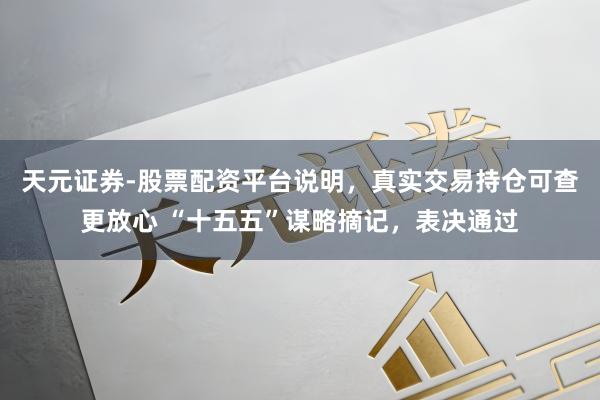 天元证券-股票配资平台说明，真实交易持仓可查更放心 “十五五”谋略摘记，表决通过