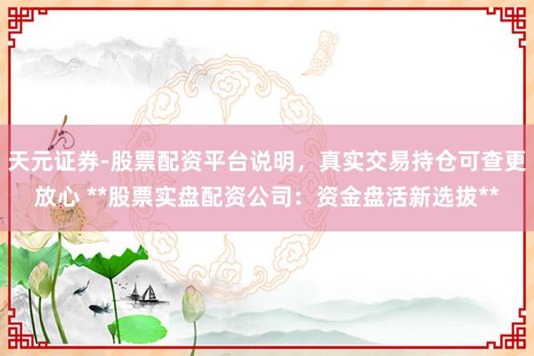 天元证券-股票配资平台说明，真实交易持仓可查更放心 **股票实盘配资公司：资金盘活新选拔**