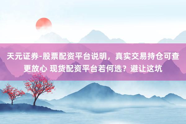 天元证券-股票配资平台说明，真实交易持仓可查更放心 现货配资平台若何选？避让这坑