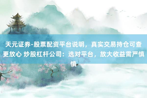 天元证券-股票配资平台说明，真实交易持仓可查更放心 炒股杠杆公司：选对平台，放大收益需严慎