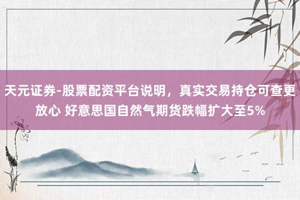 天元证券-股票配资平台说明，真实交易持仓可查更放心 好意思国自然气期货跌幅扩大至5%