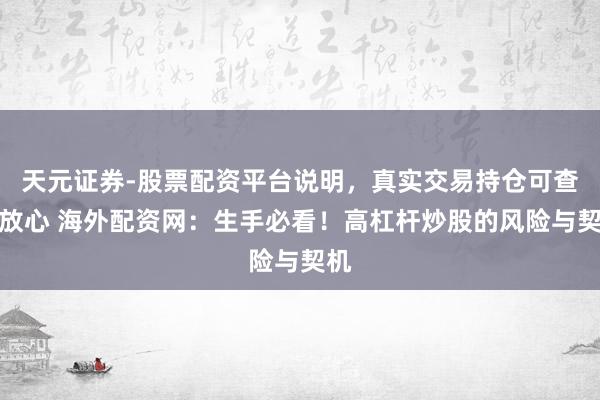 天元证券-股票配资平台说明，真实交易持仓可查更放心 海外配资网：生手必看！高杠杆炒股的风险与契机