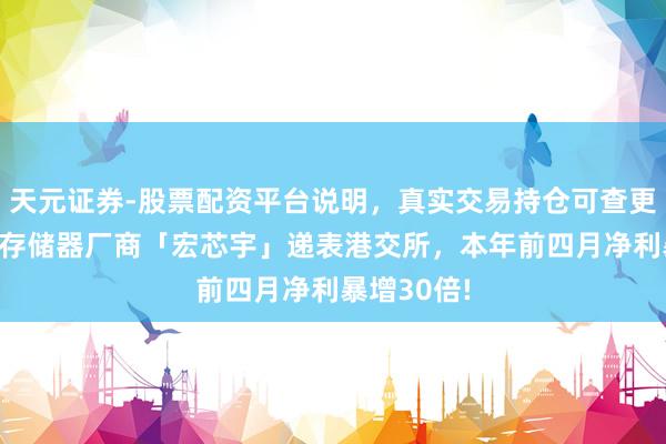 天元证券-股票配资平台说明，真实交易持仓可查更放心 孤苦存储器厂商「宏芯宇」递表港交所，本年前四月净利暴增30倍!