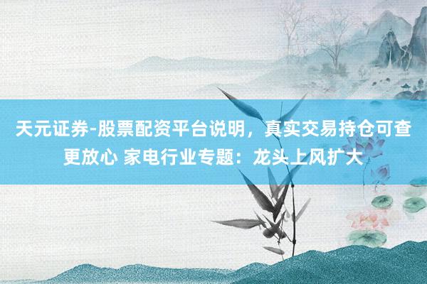 天元证券-股票配资平台说明，真实交易持仓可查更放心 家电行业专题：龙头上风扩大