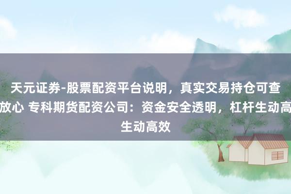 天元证券-股票配资平台说明，真实交易持仓可查更放心 专科期货配资公司：资金安全透明，杠杆生动高效