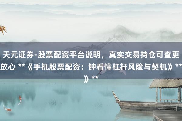 天元证券-股票配资平台说明，真实交易持仓可查更放心 **《手机股票配资：钟看懂杠杆风险与契机》**